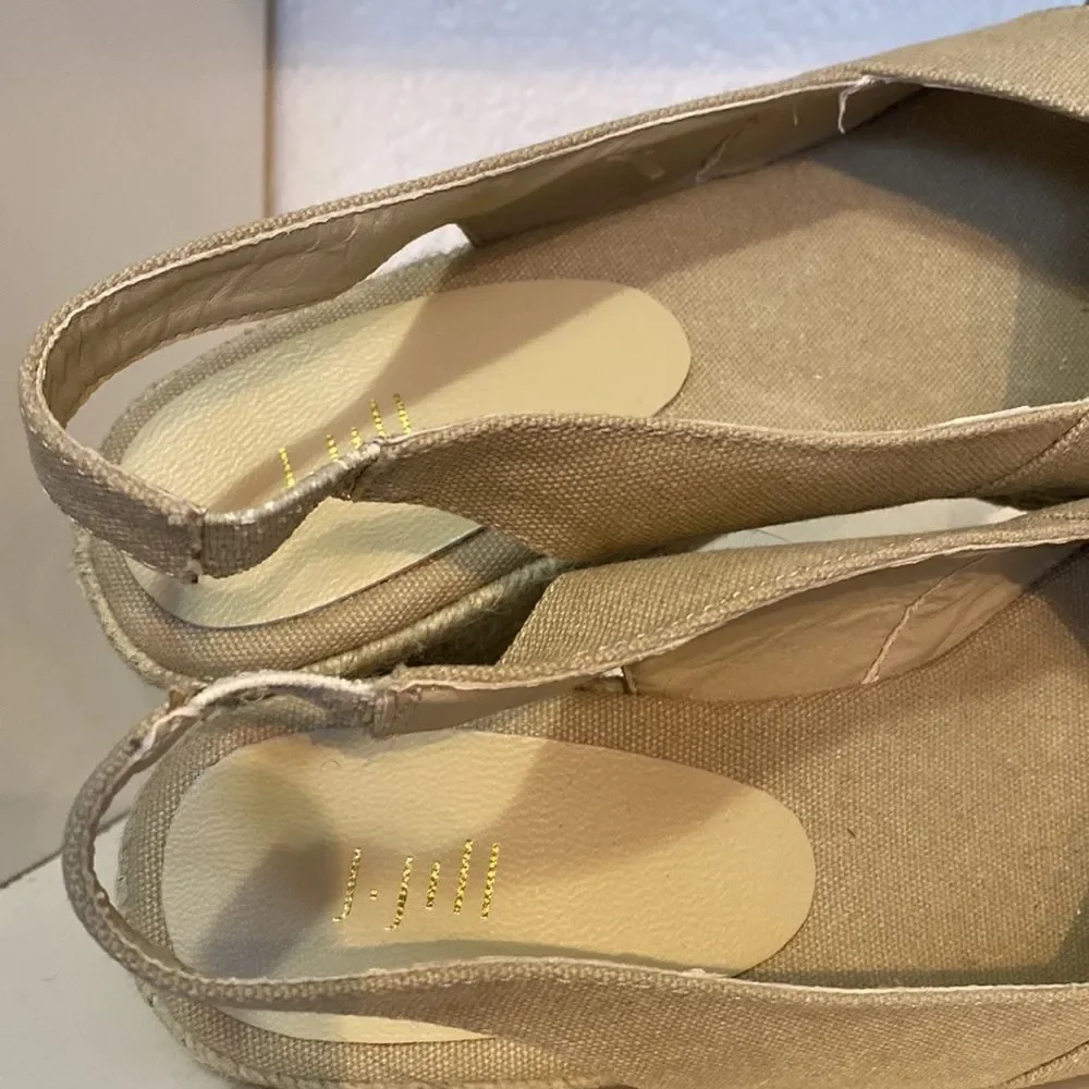J Jill Womens Wedge Espadrille Slingback Open Toe Tan Sandals